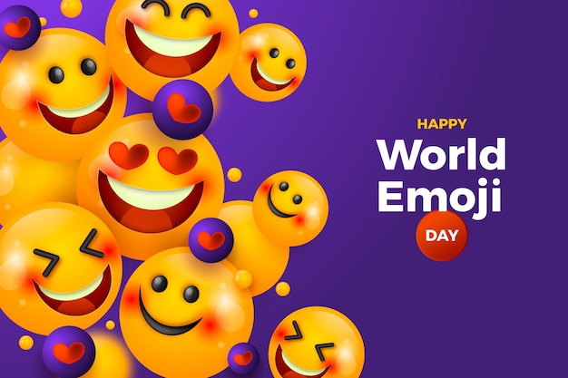 Vettore gratuito sfondo realistico del giorno delle emoji del mondo