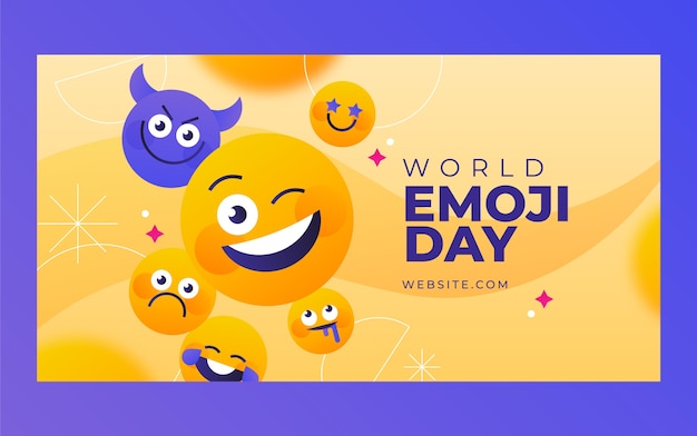 Realistic world emoji day banner
