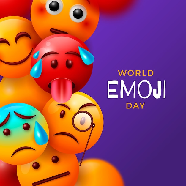 Vettore gratuito illustrazione realistica della giornata mondiale delle emoji