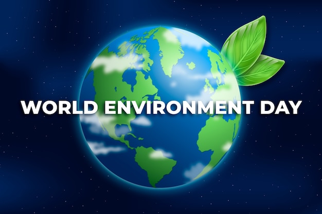 Free vector realistic world environment day with planet