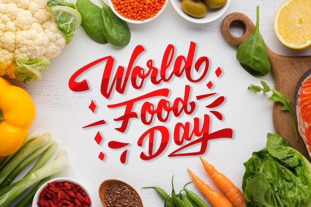 Realistic world food day lettering