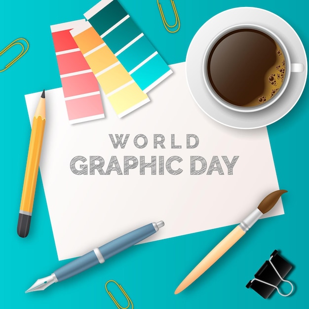 Vettore gratuito illustrazione realistica della giornata della grafica mondiale