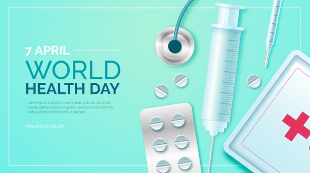 Realistic world health day horizontal banner template