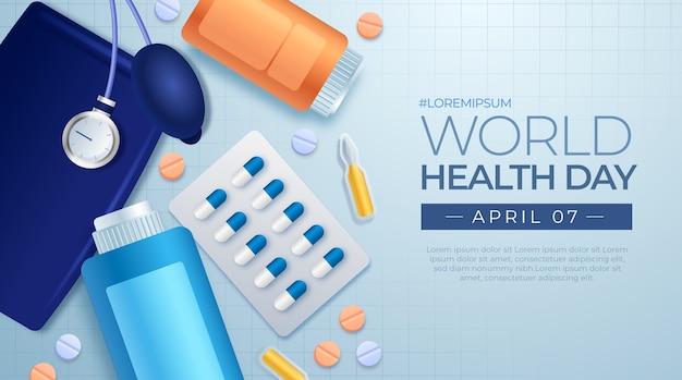 Realistic world health day horizontal banner template