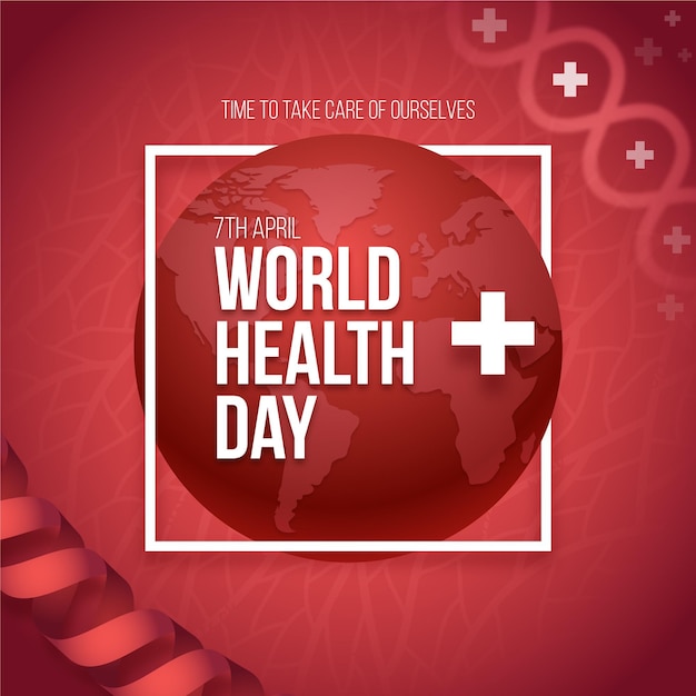 Realistic world health day illustration with planet