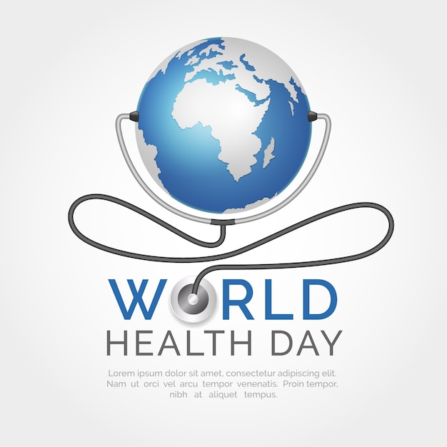Realistic world health day with planet earth