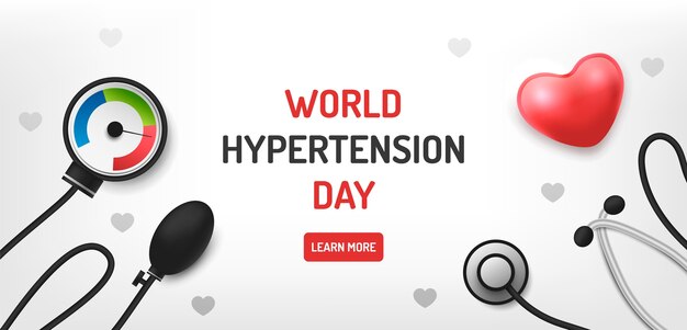 Realistic world hypertension day horizontal banner template