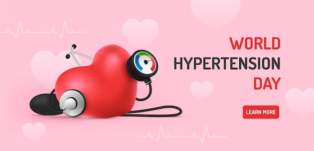 Realistic world hypertension day horizontal banner template