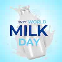 Free vector realistic world milk day illustration