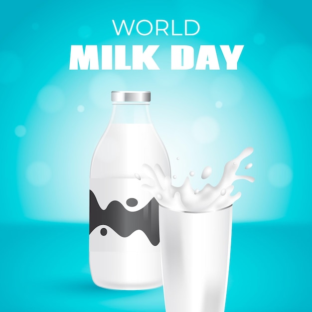 Realistic world milk day illustration