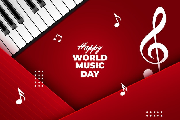 Free vector realistic world music day background with piano