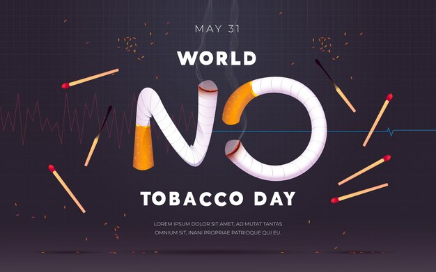 Realistic world no tobacco day illustration