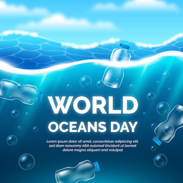 Realistic world oceans day illustration