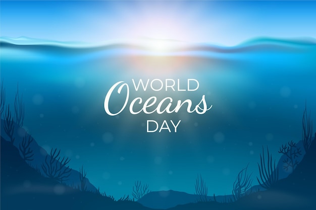 Realistic world oceans day illustration