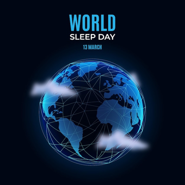 Realistic world sleep day illustration with planet