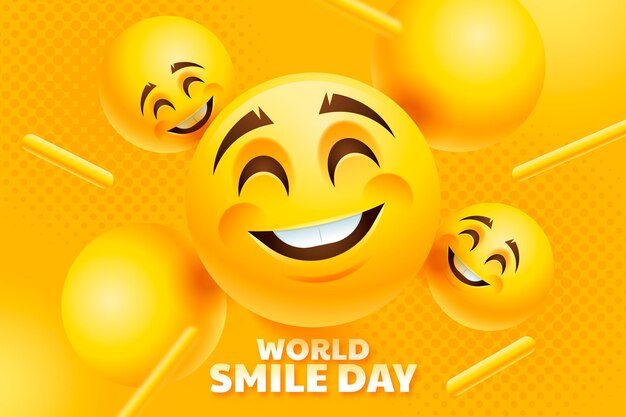 Реалистичный всемирный день улыбки фон с улыбающимися смайликами