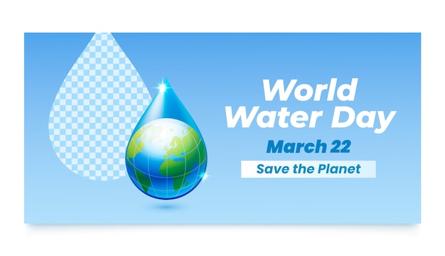 Realistic world water day horizontal banner template