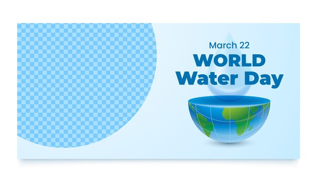 Vettore gratuito modello di banner orizzontale realistico per la giornata mondiale dell'acqua