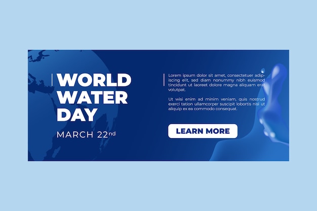 Realistic world water day horizontal banner