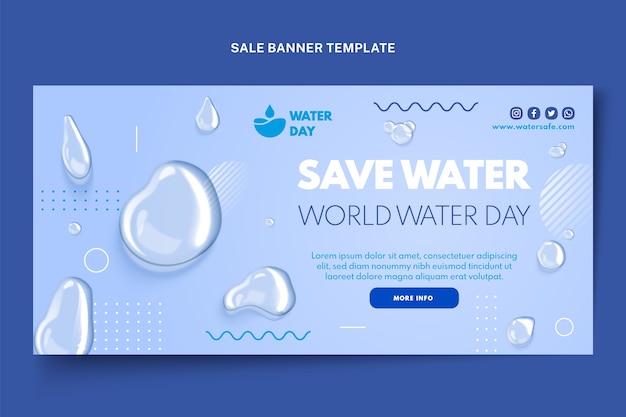 Free vector realistic world water day horizontal banner