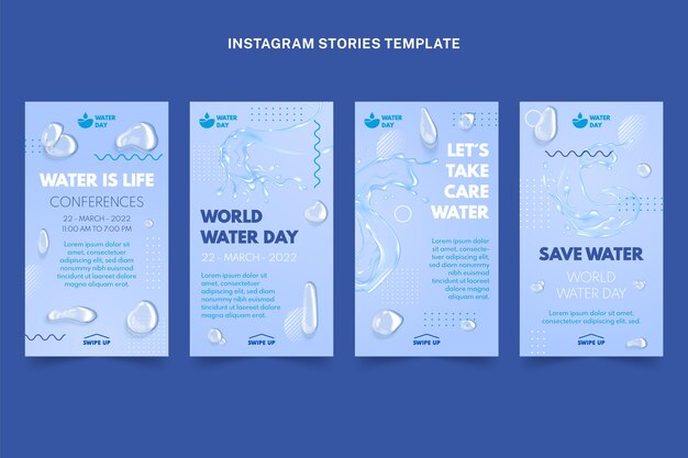 現実的な世界水の日インスタグラムストーリーコレクション