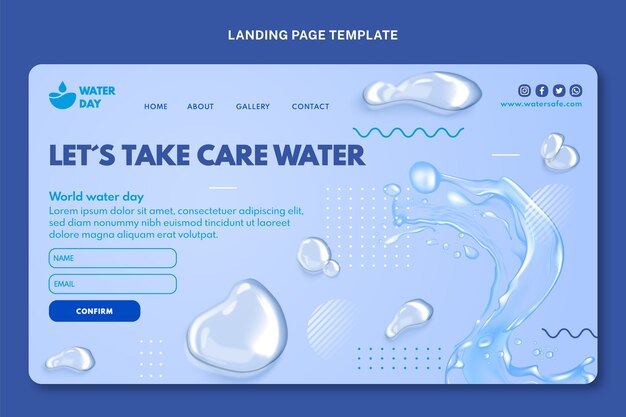 현실적인 세계 물의 날 방문 페이지 템플릿