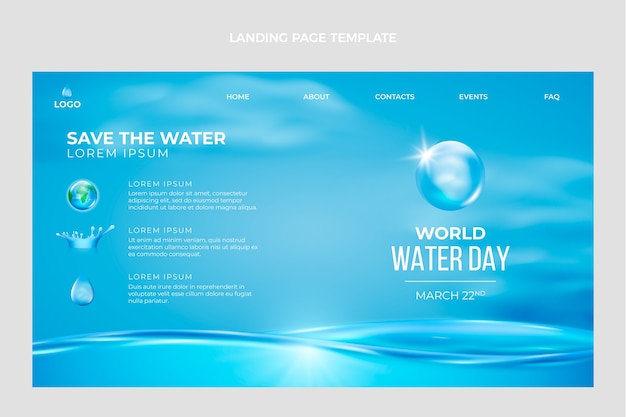 現実的な世界水の日のランディングページテンプレート