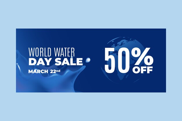 Realistic world water day sale horizontal banner