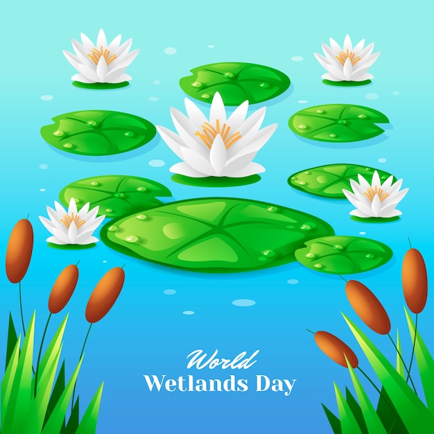 Бесплатное векторное изображение Реалистичная иллюстрация всемирного дня водно-болотных угодий