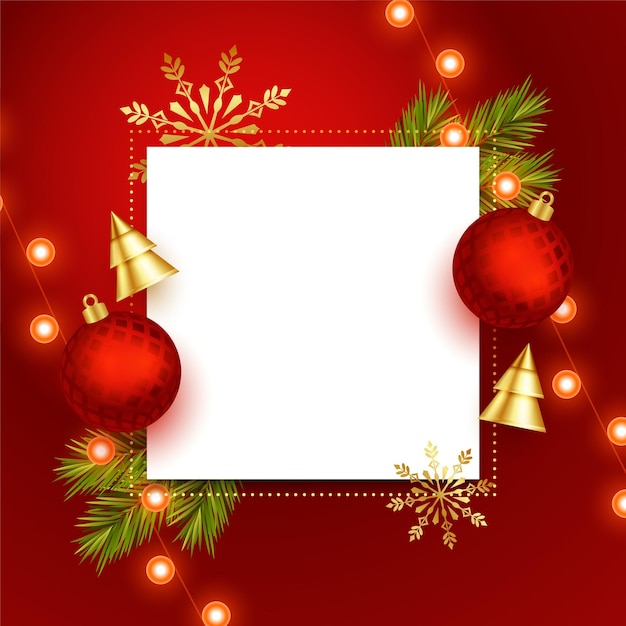 Realistic xmas elements design with image space for merry christmas vector illustration