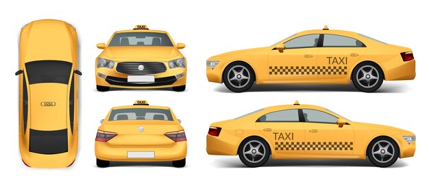 Realistic yellow cab collection