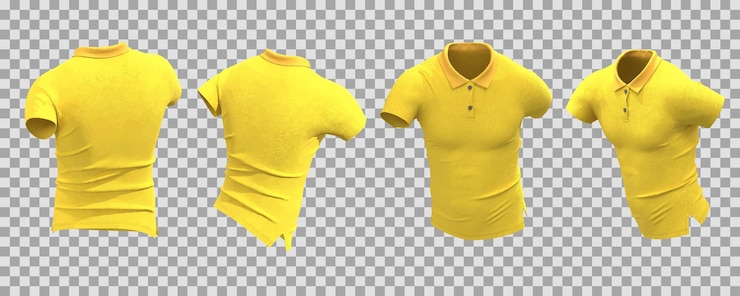 Free Vector realistic yellow male polo shirt in different view