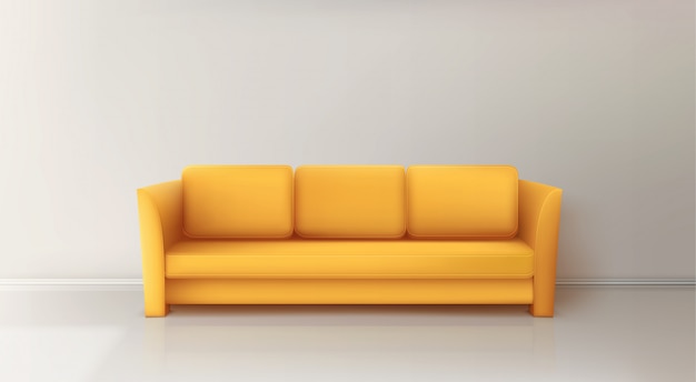 Realistic yellow sofa