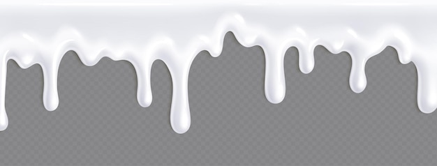 Бесплатное векторное изображение Реалистичный поток йогурта на прозрачном фоне