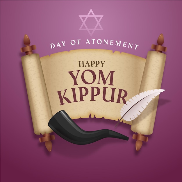 Vettore gratuito yom kippur realistico con corno