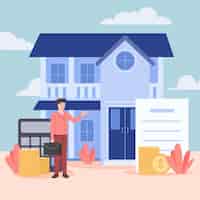 Vettore gratuito concetto di assistenza dell'agente immobiliare