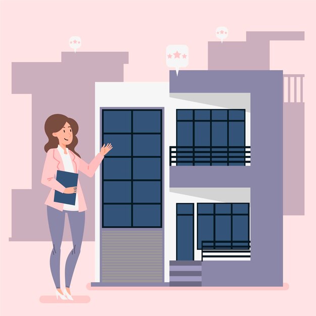 Realtor assistance illustration with woman