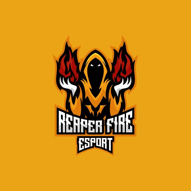 Reaper fire logo esport team design mascot gaming