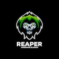 Vettore gratuito reaper mascotte logo design esport illustrazione