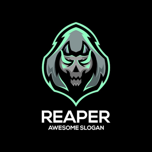 Vettore gratuito reaper mascotte logo design esport illustrazione