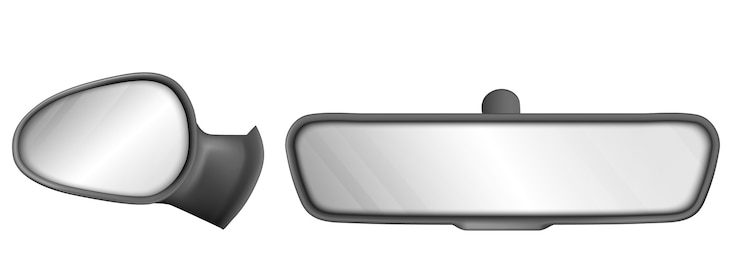 Free Vector rear view car mirrors in black frame isolated on white background