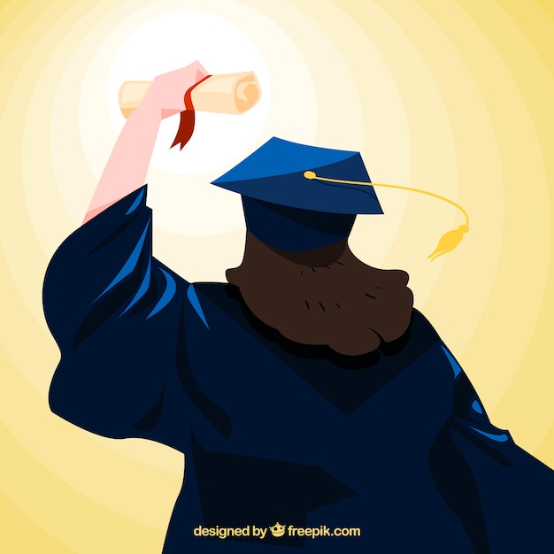 Free vector rear view of student with diploma