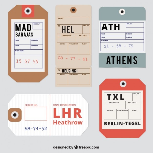 Free vector reaslistic travel tags