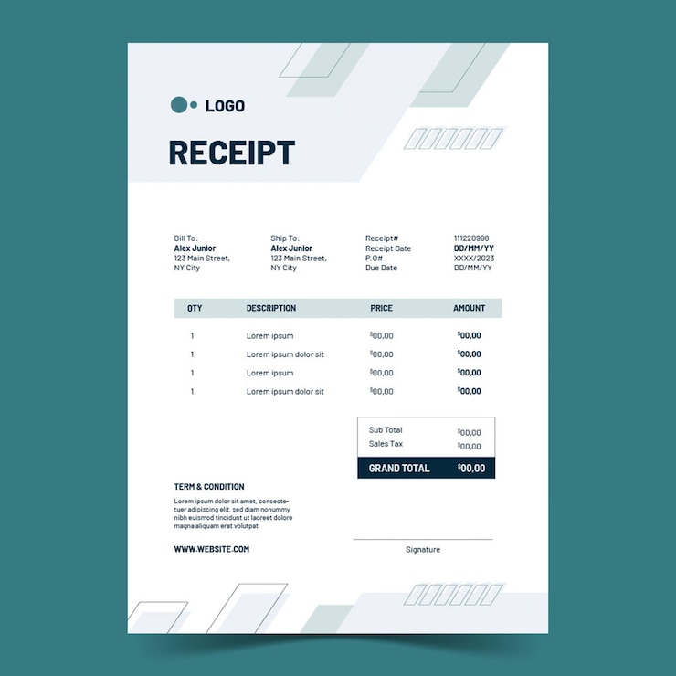 Free Vector receipt book template design