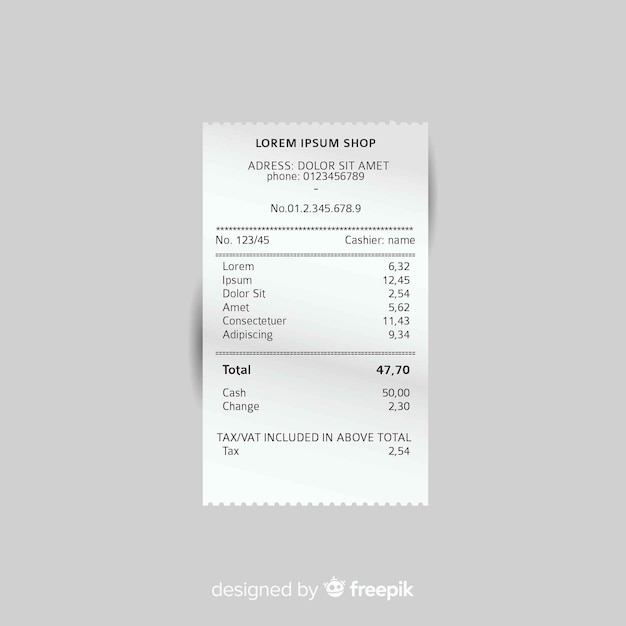 Free vector receipt template collection with realistic design