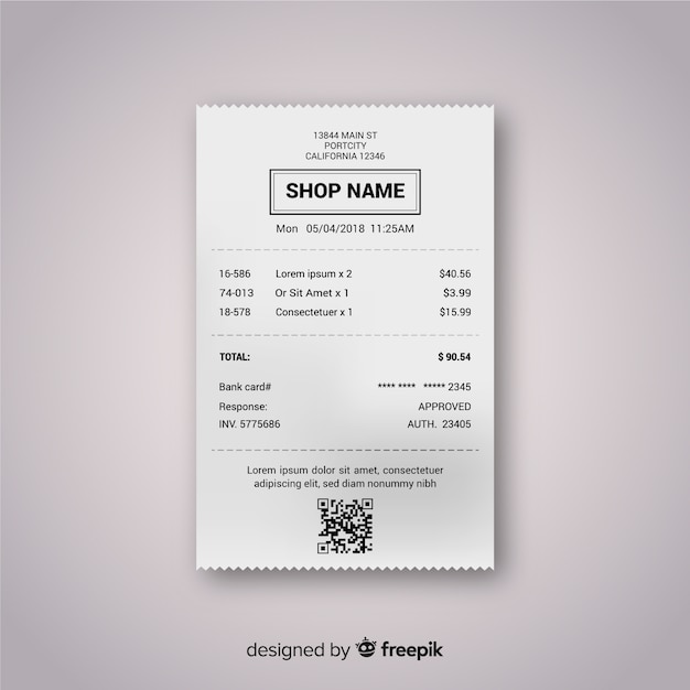 Бесплатное векторное изображение Коллекция шаблонов чеков с реалистичным дизайном