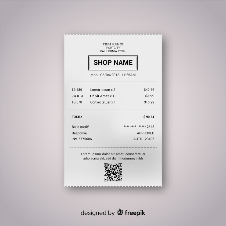 Free Vector receipt template collection with realistic design