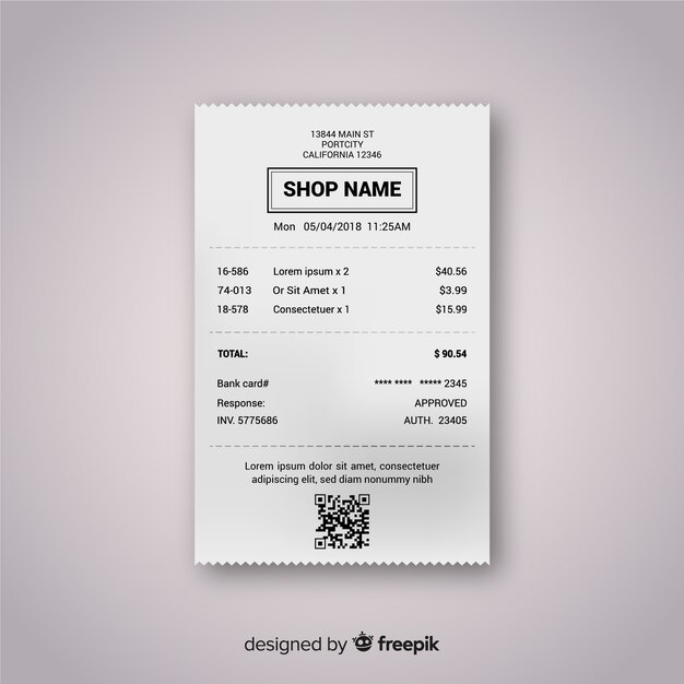 Receipt template collection with realistic design