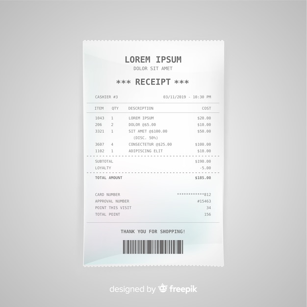 Receipt template collection with realistic design