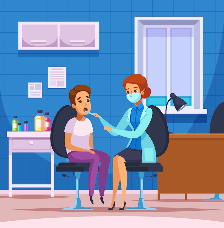 Free Vector reception of patient cartoon composition